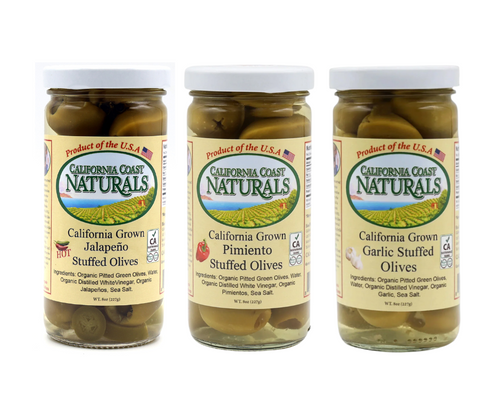 Stuffed Olive Variety 3 Pack (Jalapeño, Pimiento, Garlic)